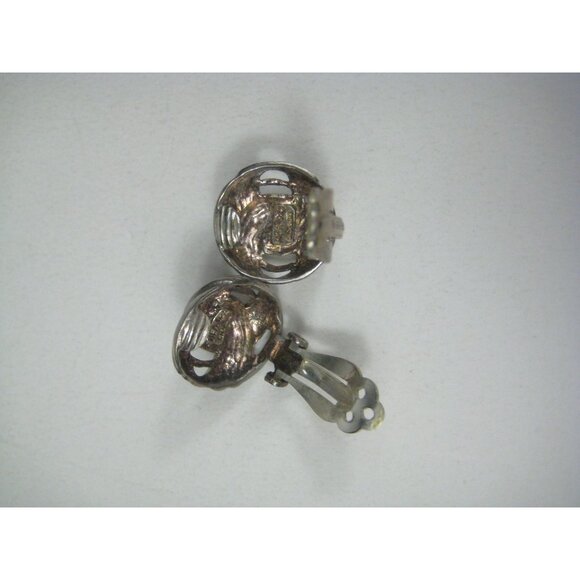 MFA Museum of Fine Arts Vintage Sterling Silver 925 Knot Clip On Earrings Dome - Picture 5 of 9